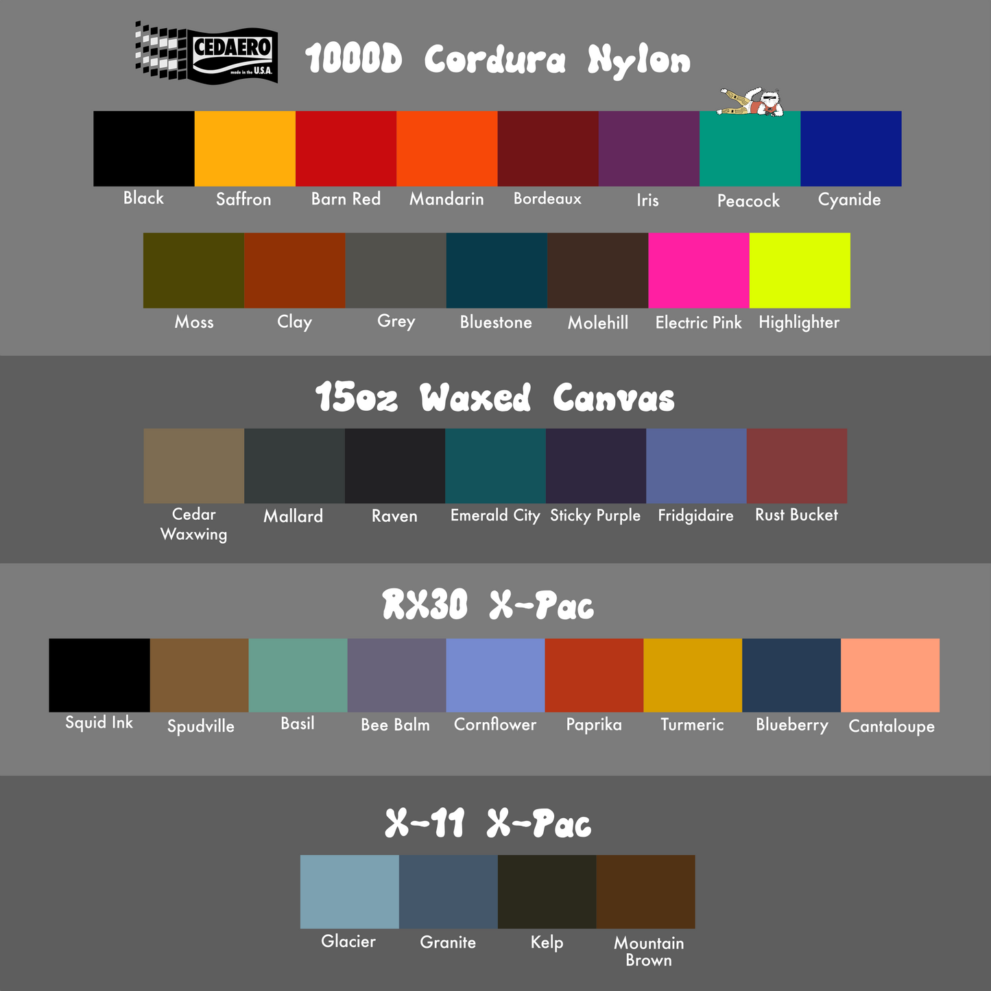 cedaero custom fabric colors